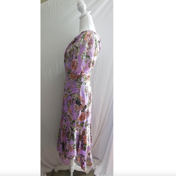 Astr Asymmetrical Floral Dress in Purple and Pink - Picture 6 of 14
